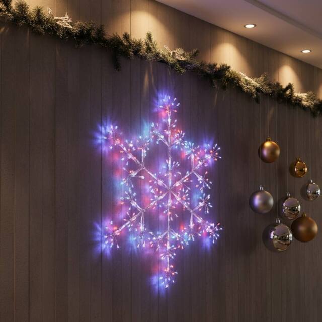 Garden Greatness 300 LED Multicolour Starburst Snowflake in Silver - Size: 1 Pack - image 1