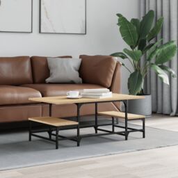 Berkfield Home Coffee Table Sonoma Oak 100x50.5x40 cm Engineered Wood in Brown - thumbnail 1