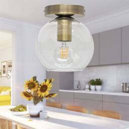 First Choice Lighting Barnum - Clear Glass Globe Antique Brass Ceiling Light Fitting - thumbnail 4