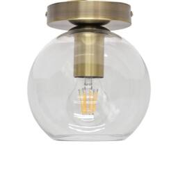 First Choice Lighting Barnum - Clear Glass Globe Antique Brass Ceiling Light Fitting - thumbnail 1