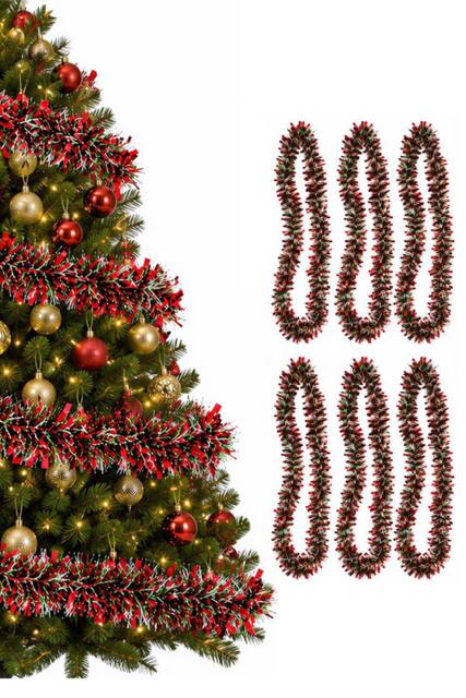 Neel Blue 2M Mixed Colour Christmas Tinsel Garland, Metallic Garland - 6pcs - image 1