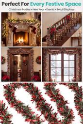 Neel Blue 2M Mixed Colour Christmas Tinsel Garland, Metallic Garland - 6pcs - thumbnail 6