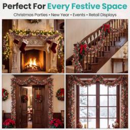 Neel Blue 2M Mixed Colour Christmas Tinsel Garland, Metallic Garland - 6pcs - thumbnail 7