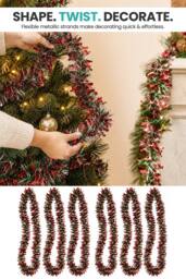 Neel Blue 2M Mixed Colour Christmas Tinsel Garland, Metallic Garland - 6pcs - thumbnail 5