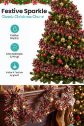 Neel Blue 2M Mixed Colour Christmas Tinsel Garland, Metallic Garland - 6pcs - thumbnail 3