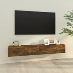 Berkfield Home Wall TV Cabinets 2 pcs Smoked Oak 100x30x30 cm Engineered Wood in Brown - Size: 100 x 30 x 30 cm - thumbnail 1