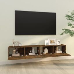 Berkfield Home Wall TV Cabinets 2 pcs Smoked Oak 100x30x30 cm Engineered Wood in Brown - Size: 100 x 30 x 30 cm - thumbnail 3