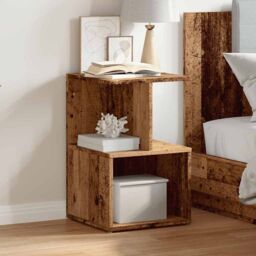 Berkfield Home Bedside Cabinet Old Wood 35x35x55 cm Engineered Wood in Brown - Size: 35 x 35 x 55 cm - thumbnail 4