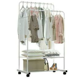 Havendro 2-Tier 2-in-1 Clothes Rack With Shoe Storage in White - thumbnail 4