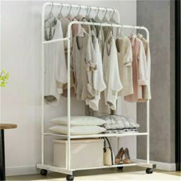 Havendro 2-Tier 2-in-1 Clothes Rack With Shoe Storage in White - thumbnail 3