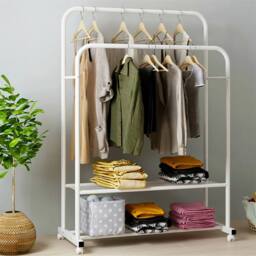 Havendro 2-Tier 2-in-1 Clothes Rack With Shoe Storage in White - thumbnail 1