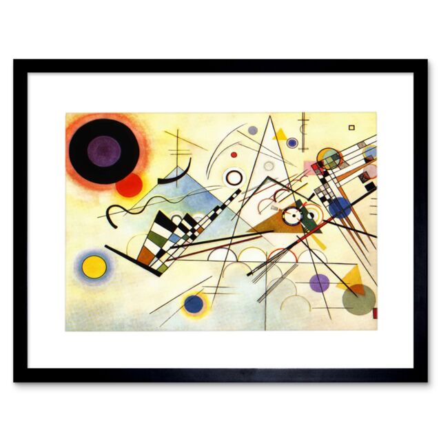 "Artery8 Wassili Kandinsky Composition 8 VIII 1923 Bright Colourful Geometric Abstract Art Artwork Framed Wall Art Print 12X16 Inch - Size: W12"" x H16""" - image 1