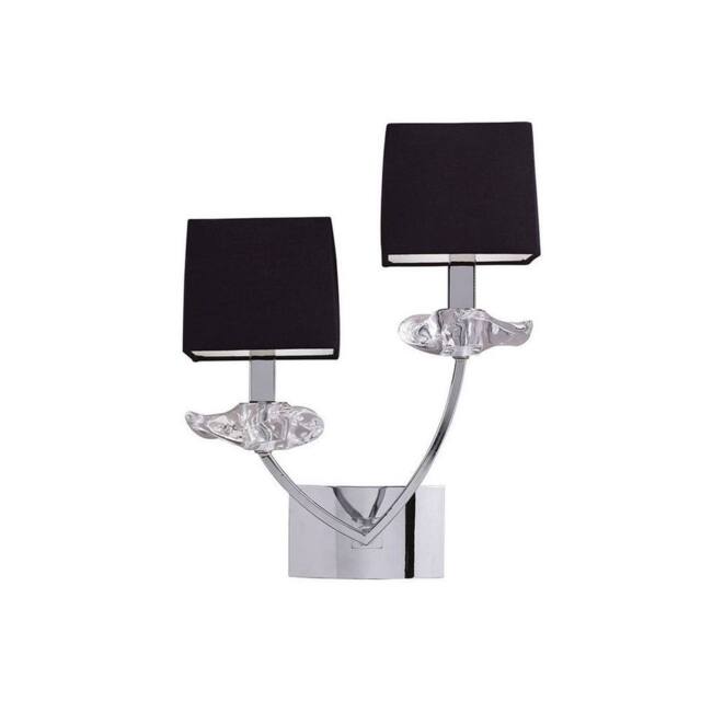 Netlighting Akira Wall Lamp Switched 2 Light E14 Polished Chrome with Black Shades in Grey - image 1