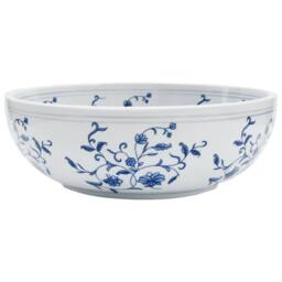 Berkfield Home Countertop Basin White & Blue Round Œ¶41x14 cm Ceramic - Size: 41x14 cm