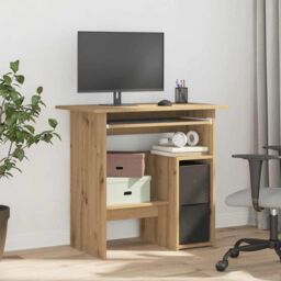 Berkfield Home Desk Artisan Oak 80x45x74 cm Engineered Wood in Brown - Size: 80 x 45 x 74 cm - thumbnail 3