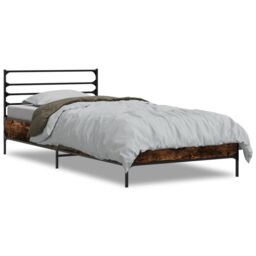 Berkfield Home Bed Frame without Mattress Smoked Oak 100x200 cm in Brown - thumbnail 2