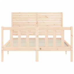 Berkfield Home Bed Frame with Headboard Double Solid Wood in Brown - thumbnail 6