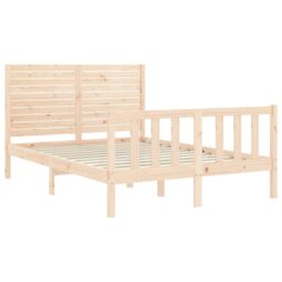 Berkfield Home Bed Frame with Headboard Double Solid Wood in Brown - thumbnail 5