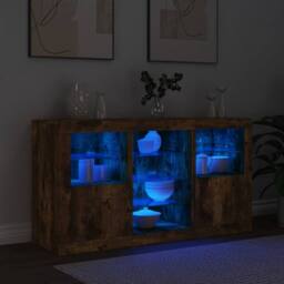 Berkfield Home Sideboard with LED Lights Smoked Oak 123x37x67 cm in Brown - Size: 123 x 37 x 67 cm - thumbnail 4