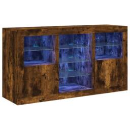 Berkfield Home Sideboard with LED Lights Smoked Oak 123x37x67 cm in Brown - Size: 123 x 37 x 67 cm - thumbnail 2