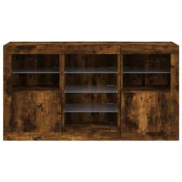 Berkfield Home Sideboard with LED Lights Smoked Oak 123x37x67 cm in Brown - Size: 123 x 37 x 67 cm - thumbnail 6