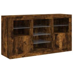 Berkfield Home Sideboard with LED Lights Smoked Oak 123x37x67 cm in Brown - Size: 123 x 37 x 67 cm - thumbnail 5
