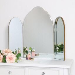 Melody Maison Antique Gold Arched Triple Vanity Mirror 60cm X 72cm in Metallic Gold - Size: 60 cm X 72 cm - thumbnail 1