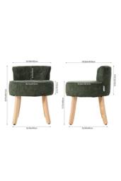 Living and Home Chenille Vanity Stool with Rubberwood Legs in Green - thumbnail 3