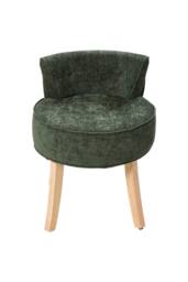 Living and Home Chenille Vanity Stool with Rubberwood Legs in Green - thumbnail 2