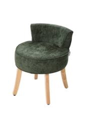 Living and Home Chenille Vanity Stool with Rubberwood Legs in Green