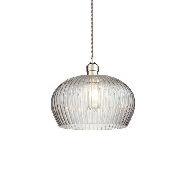 Netlighting Livorno Dome Pendant Ribbed Glass in Grey - image 1