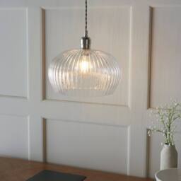 Netlighting Livorno Dome Pendant Ribbed Glass in Grey - thumbnail 3