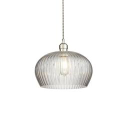 Netlighting Livorno Dome Pendant Ribbed Glass in Grey - thumbnail 1