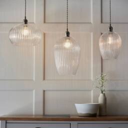 Netlighting Livorno Dome Pendant Ribbed Glass in Grey - thumbnail 6