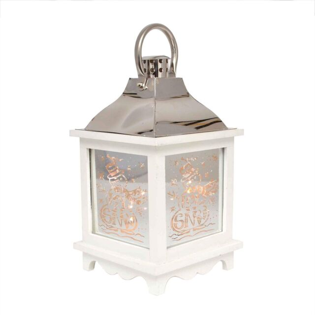 Shatchi Let It Snow White Christmas Lantern Wooden Warm LED Light Nativity Indoor Decorations - image 1