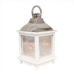 Shatchi Let It Snow White Christmas Lantern Wooden Warm LED Light Nativity Indoor Decorations