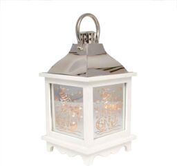 Shatchi Let It Snow White Christmas Lantern Wooden Warm LED Light Nativity Indoor Decorations - thumbnail 2