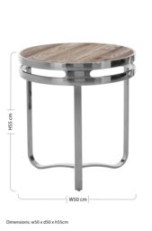 Orsina Metal Frame Round Side Table, Patio Small Table With Three Curved Legs, Renewable Pine Wooden Top Lounge Table in Natural - thumbnail 5
