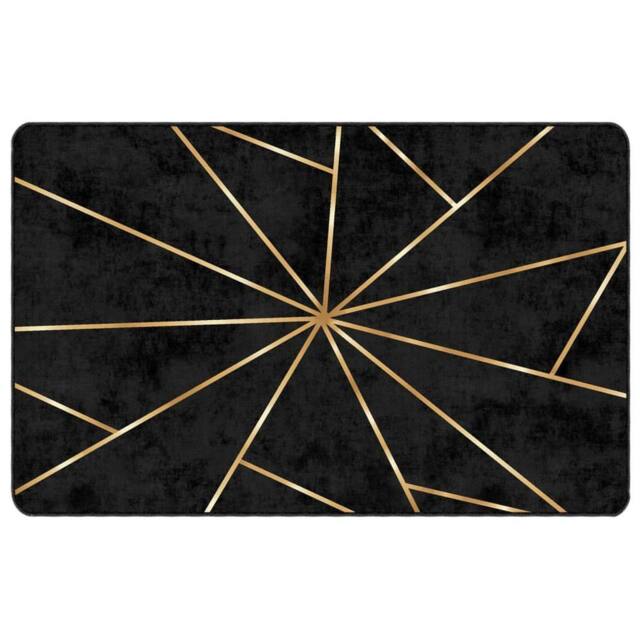 Berkfield Home Rug Washable Black & Gold 190x300 cm Anti Slip - Size: 100 cm diameter - image 1