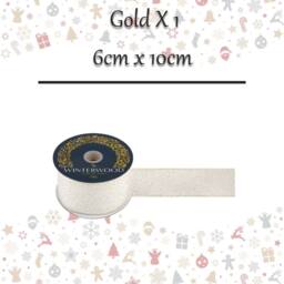 VFM e-Store Christmas Ribbon Garland 6cm x 10cm Gold X 1 - Size: 6 cm x 10 cm - thumbnail 2