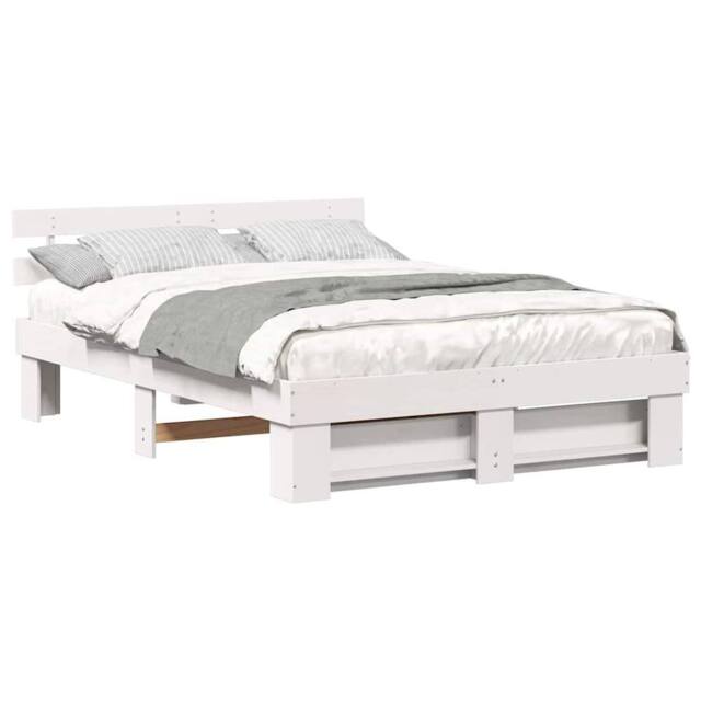 Berkfield Home Traditional with Headboard White 150 x 200 cm Solid pine wood - image 1