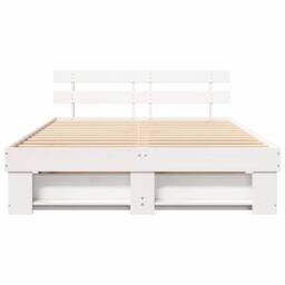 Berkfield Home Traditional with Headboard White 150 x 200 cm Solid pine wood - thumbnail 5