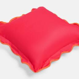 OHS 2 x Scallop Edge Garden Cushion Covers Outdoor Water Resistant in Bright Pink - Size: 45 cm x 45 cm - thumbnail 4