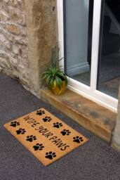 Arthouse Astley Wipe Your Paws Printed PVC Backed Coir 40x60cm Black in Natural - Size: 40 cm x 60 cm - thumbnail 5