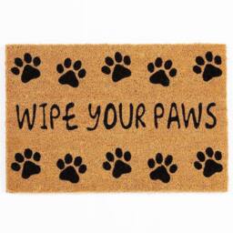 Arthouse Astley Wipe Your Paws Printed PVC Backed Coir 40x60cm Black in Natural - Size: 40 cm x 60 cm - thumbnail 1