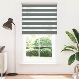 Berkfield Home Zebra Blind Dark Grey 130x230 cm Fabric Width 125.9 cm Polyester - thumbnail 2