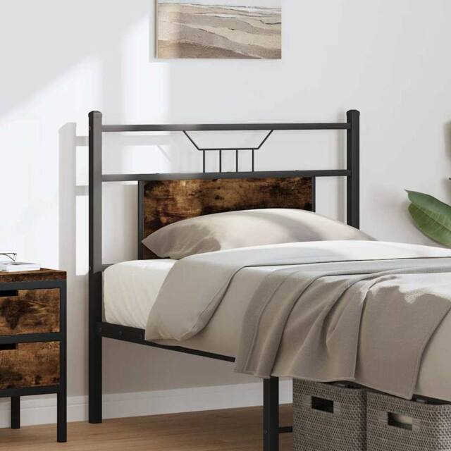 Berkfield Home Headboard Smoked Oak 75 cm Engineered Wood & Steel in Brown - image 1