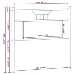 Berkfield Home Headboard Smoked Oak 75 cm Engineered Wood & Steel in Brown - thumbnail 8