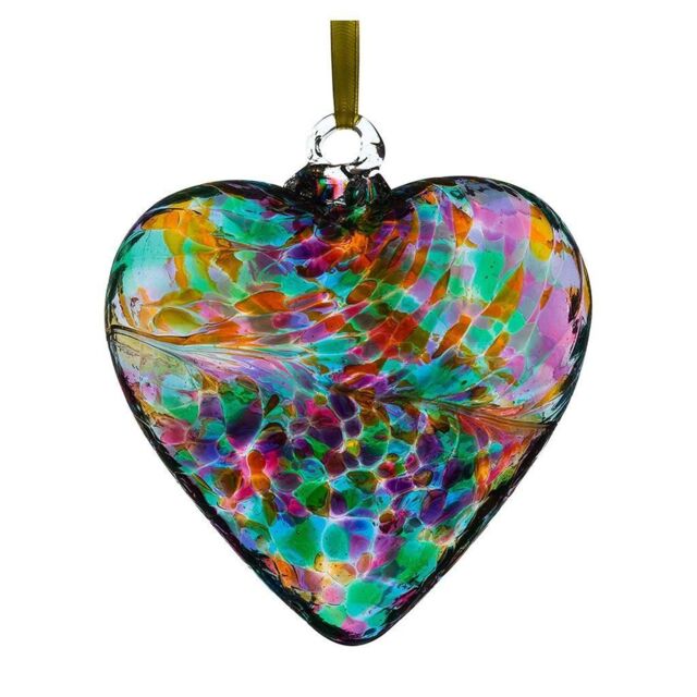 Sienna Glass 8cm Friendship Heart Sending Love Multicoloured Turquoise in Dark Green - image 1