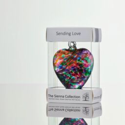Sienna Glass 8cm Friendship Heart Sending Love Multicoloured Turquoise in Dark Green - thumbnail 4
